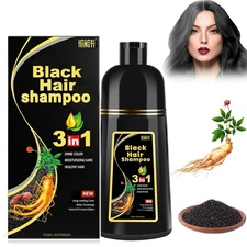 Black Hair Dye Shampoo Natural Instant 3in1 Hair Dye Shampoo  500ml FREE US SHİP