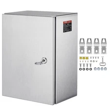 VEVOR Steel Electrical Box Electrical Enclosure Box 16x12x8" Stainless Steel Box