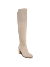 NATURALIZER Womens Beige Kyrie Almond Toe Block Heel Leather Heeled Boots 6.5 M