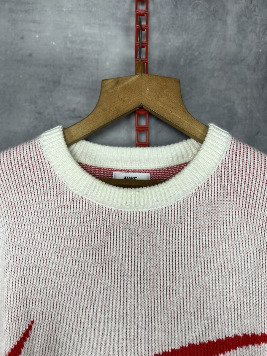 Supreme Nike Swoosh Sweater Knit SS19 Sz L White/Red | eBay