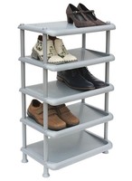 Schuhregal Schuhablage Kunststoff 93901 Stapelbar SchuhstäNder 5 Ebenen Grau