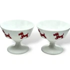 Vintage 1950s Pair White Milk Glass SCOTTISH TERRIER Dog Sherbert Bowls Cups EUC