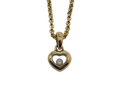 Chopard 18K Yellow Gold Happy Diamond Icons Heart Pendant Chain Necklace