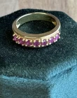 Vintage 925 Sterling Silver Red Stone Gold Vermeil Band Size 7