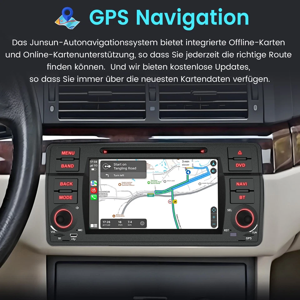 4GB+64GB Android 14 CarPlay Autoradio CD DVD Navi WiFi BMW 3er E46 320 Rover MG - Bild 4 von 4