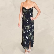 Reformation black floral midi dress Juliette size 10