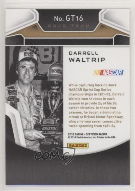 2016 Certified Gold Team /199 Darrell Waltrip #GT16 HOF - Image 2 of 2