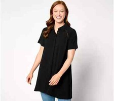 Attitudes by Renee Regular Novelty Trim Detail Tunic Black,M A648204