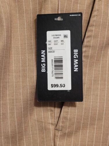 MURANO Men's 44 x 30 BROWN Classic Fit Dress Slacks, NWT , Pleated, Pinstripe