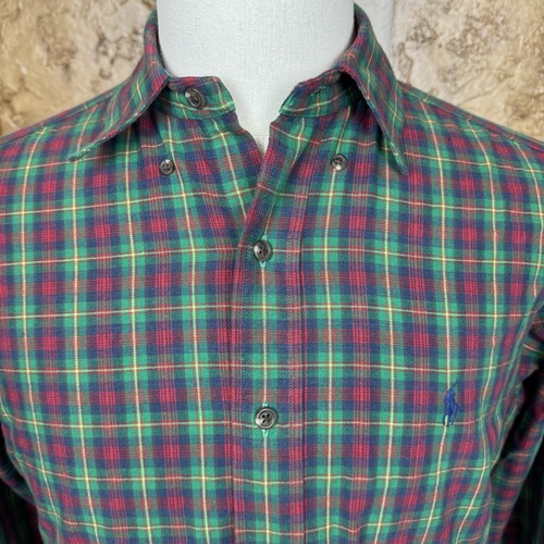 Polo Ralph Lauren Hemd Herren Small Langarm Button Down Tartan kariert Flanell