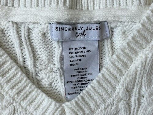 Sincerely Jules Girl Soft Knitted Vest Size Medium (M) US 7/8 White - Picture 8 of 8