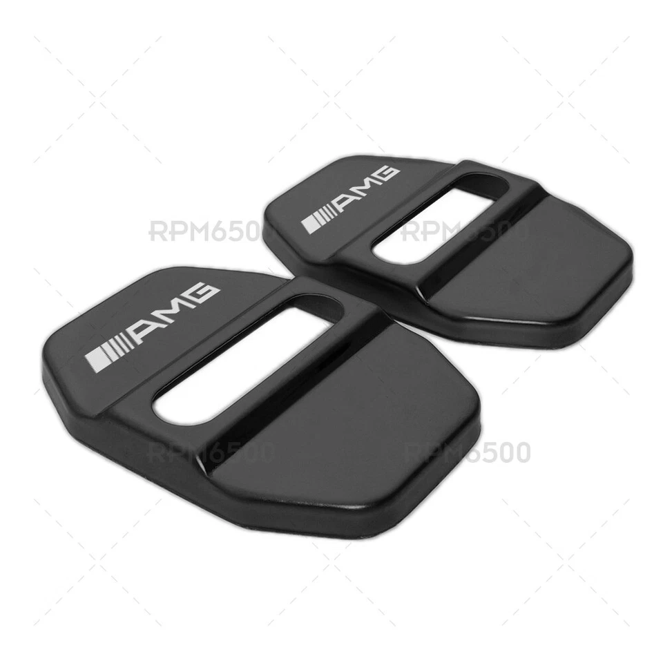 2pcs Stainless Steel Door Striker Cover Lock Buckle Cap For Mercedes AMG Sport Foto 2 de 4