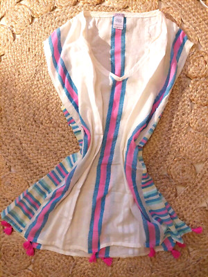 JO & MR. JOE! NEU! Tunika 100% Baumwolle Weiß Pink Ibiza Boho Top S M L 36 38 40