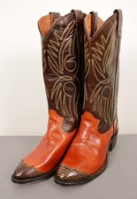Men's VTG NOS Laredo Brown 2 Tone Leather Cowboy Boots Sz 7.5 D