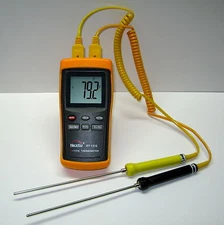 Digital Industrial K-type Thermocouple Thermometer HVAC 2x Stainless Steel Probe