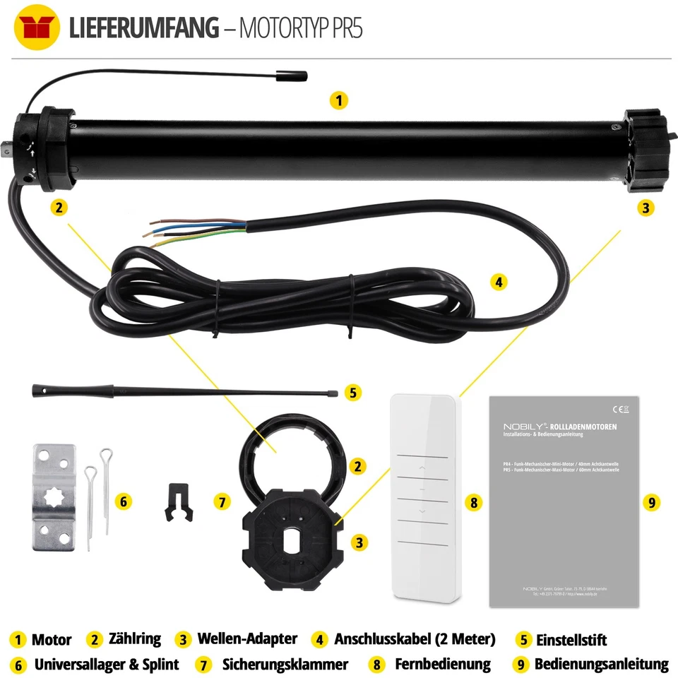 NOBILY Funk-Rolladenmotor 1-10er SET PR 4 / PR 5 Rohrmotor Rollladenmotor - Bild 2 von 4