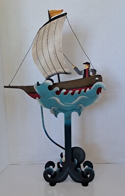 Authentic Models Metal Kinetic Balance Pendulum Sailboat Riding The Waves 23''