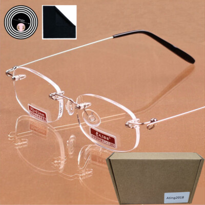 Herren Metall HD Rahmenlos Lesebrille Leser 1,5 2,0 2,5 3,0 3,5 4,0 Lesebrillen