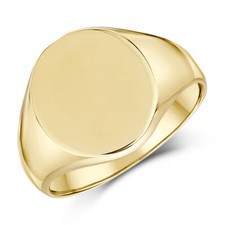 9ct Yellow Gold Men's Oval Shape Signet Ring Heavy Weight Sizes M-Z Hallmarked