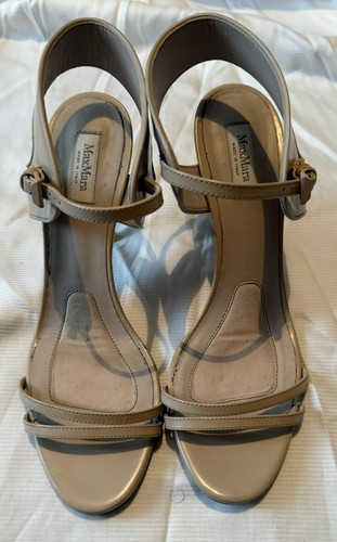 MAX MARA Nude Beige Suede Women's Strappy Luxe Sandals Size 38