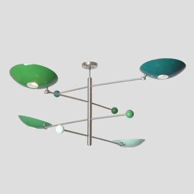 Stilnovo Style Multi-Color Four Premium Shade Sputnik Chandelier Light Fixture