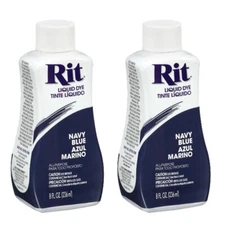Rit Liquid Fabric Dye 8 Ounce Navy Blue 2 Pack for Clothing and Crafts