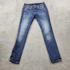 Vigoss Studio Jeans Womens 24X26 Blue Skinny Straight Faded Heavy Stiched