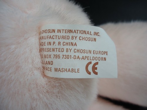 Chosun Vintage Pink Bunny Rabbit Plush Burgundy Bow 15” - Picture 4 of 4