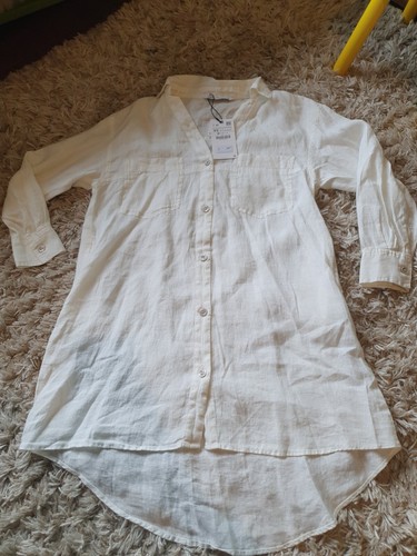 Bnwt Zara Overiszed Linen Shirt Dress 