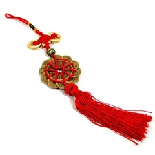 FENG SHUI 12 COIN TASSEL HIGH QUALITY Red Cure Fortune Wealth Luck Prosperity