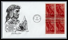 US FDC # 1268 5c Dante Alighieri Artmaster block  1965, 9L448