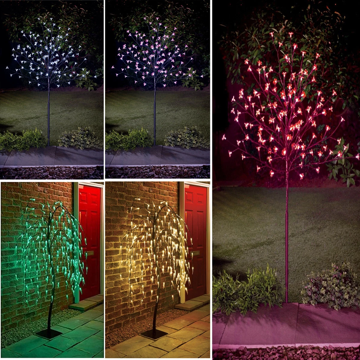 4 5 ft LED Solar Powered Blossom Tree Lights Garden Decoration