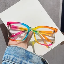 Retro Round Large Frame Anti-Blue-Ray Rainbow Metal Resin Reading Glasses