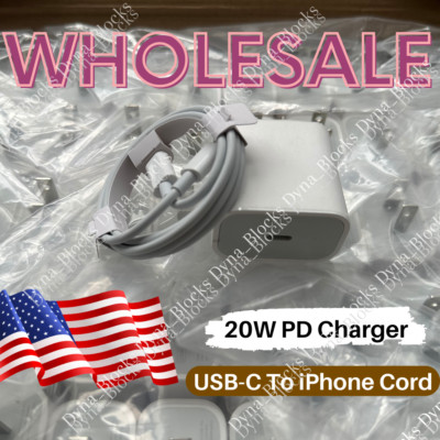 Upgrade 20W Fast Charger Block Type C Cable For iPhone 14 13 12 11 Pro Max 8 Lot