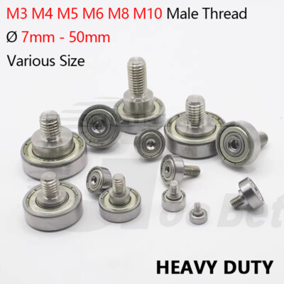 M3-M10 Thread Metal Bearing Pulley Flat Roller Guiding Wheel HEAVY DUTY Various