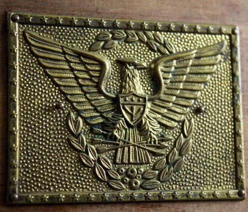 Vintage Nesting Wood Canister Set Brass Eagle Emblem Dovetail Joints AS IS - Imagen 3 de 16