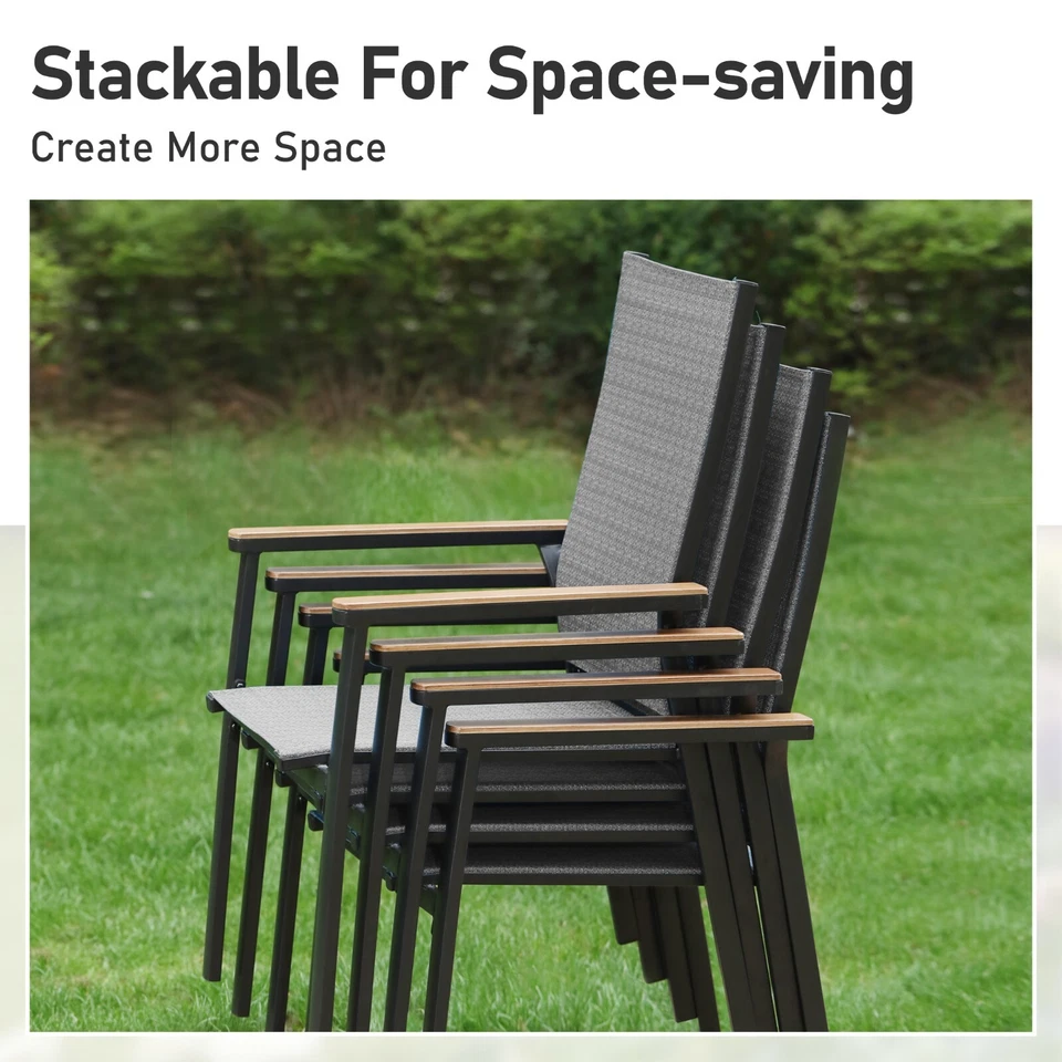 Juego de 5 piezas de sillas y mesa ligeras de aluminio para comedor de exterior para patio Foto 4 de 4