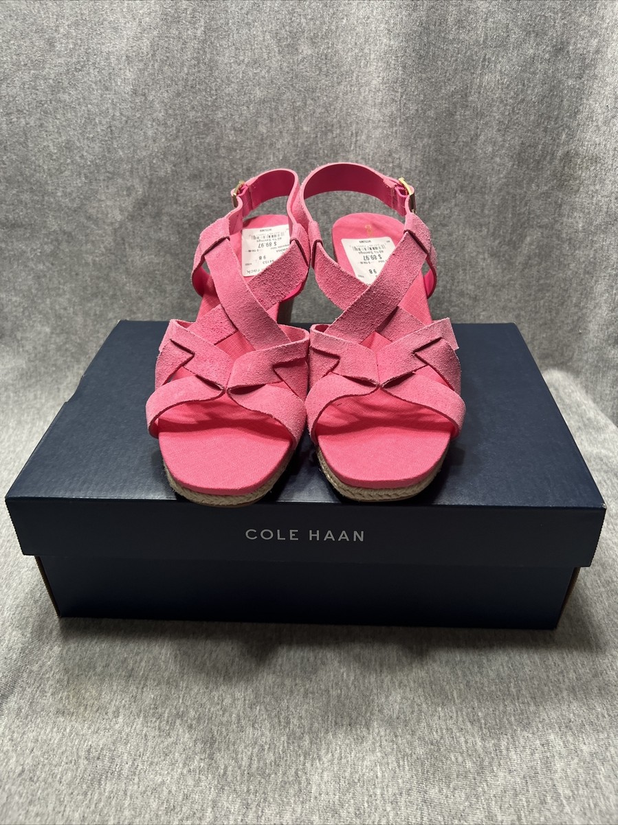 靴 COLE HAAN CRYSTAL WDG SNDL 70 LT FUSCHIA Cole Haan Size 9.5 M CRYSTAL WEDGE 70 MM Fuschia Suede