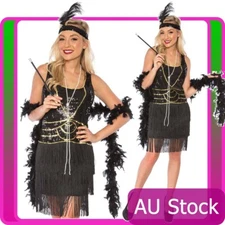 Ladies 20s 1920s Charleston Flapper Chicago Sequin Ganster Fancy Dress Costume