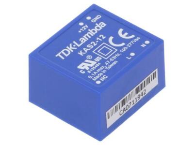 KAS2-12 Wandler: AC/DC 2W UAusg: 12VDC IAusg: 167mA 73% Montage: THT TDK-LAMBDA