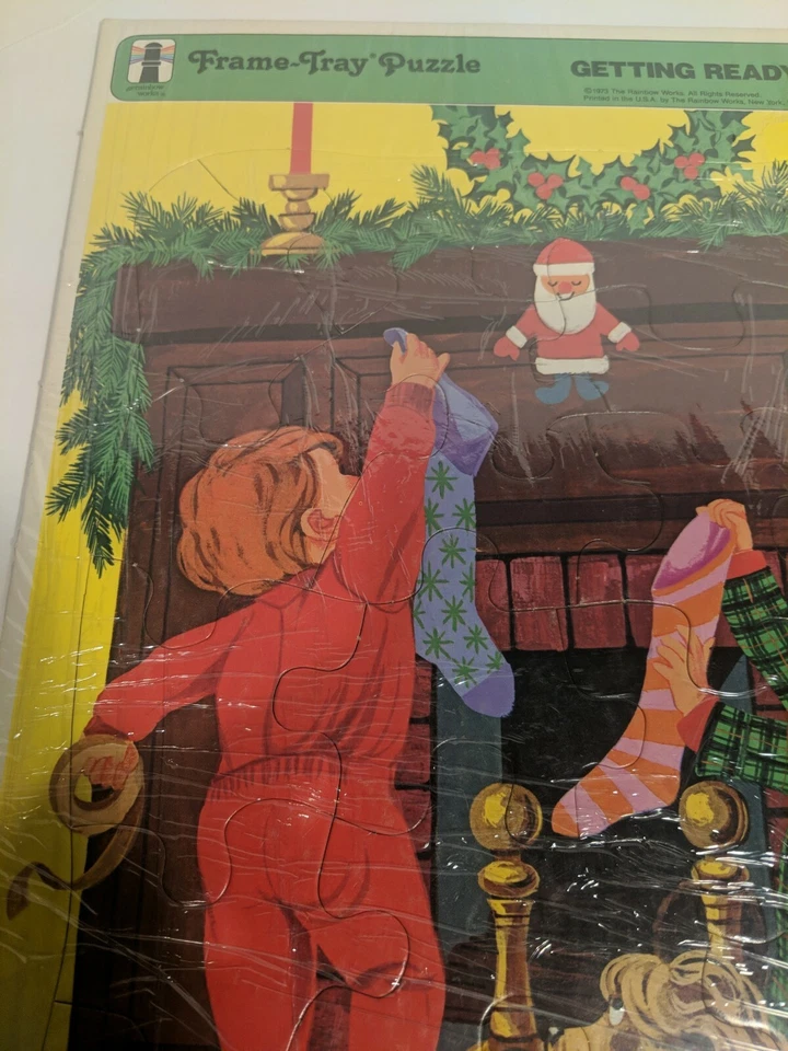 Vintage Frame Puzzle 1973 Getting Ready For Santa - Image 2 of 4