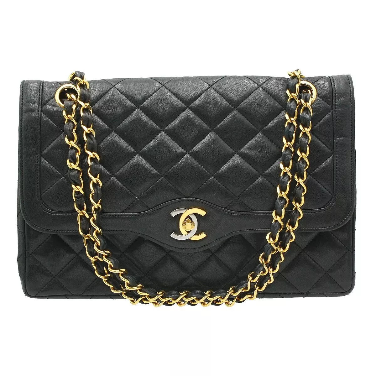 Chanel Pre-owned Small Paris Double Flap Shoulder Bag - Black