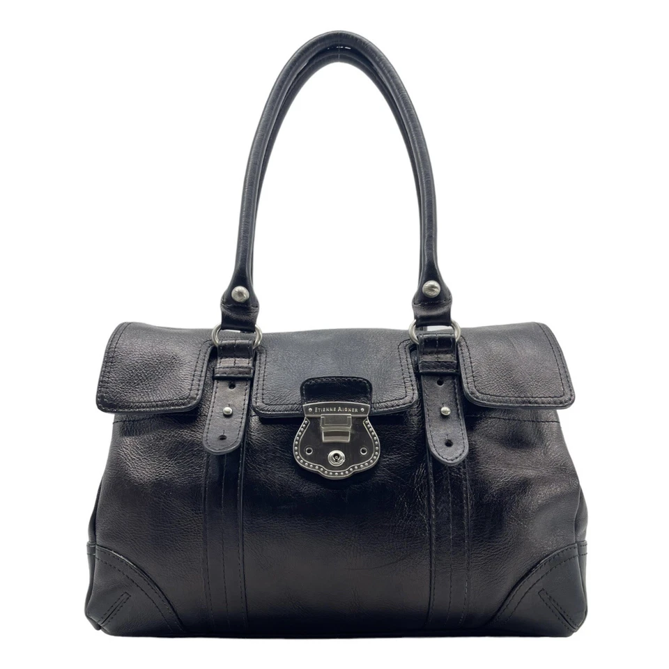 Vintage 90s ETIENNE AIGNER XL Leather Satchel Bag Handbag Tote Structured Doctor - Image 2 of 4