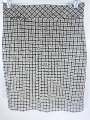 LL Bean Womens Straight  Plaid Wool Blend  Lined Back Zip Slit Skirt Size 6 Reg