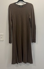 Lauren Ralph Lauren Womens Brown Long Sleeve Stretchy Minimalist Midi Dress Sz M