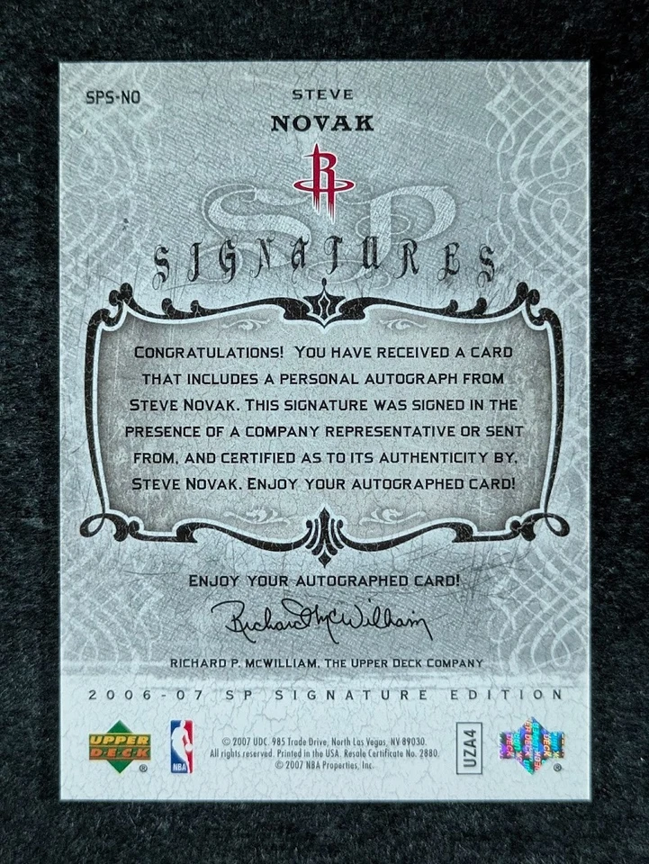 2006-07 SP Signature Edition STEVIE NOVAK Auto Houston Rockets #SPS-NO - Image 2 of 3