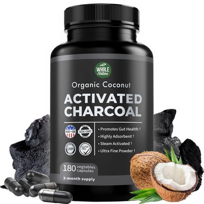 Pure Coconut Activated Charcoal Capsules - 180 18 Count (Pack of 10), Black 