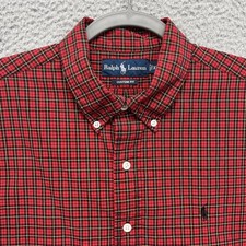 Ralph Lauren Shirt Mens XL Red Plaid Long Sleeve Button Down Cotton Custom Fit