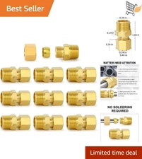 Brass Compression Tube Fitting 1/8 Inch NPT Male Union Pipe Fitting 10 Pack