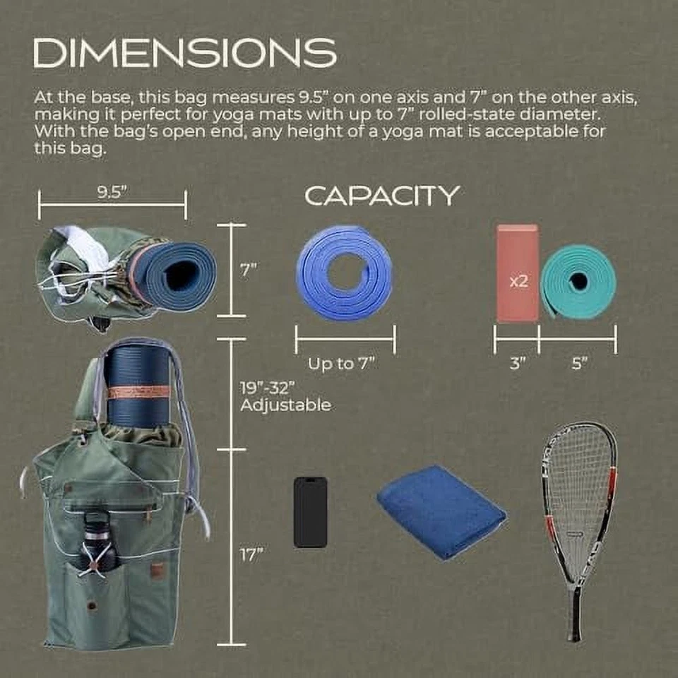 WRASCO Yoga Mat Bag | Large Canvas Yoga Backpack & Carrier for Women & Men Brown - Image 4 of 4